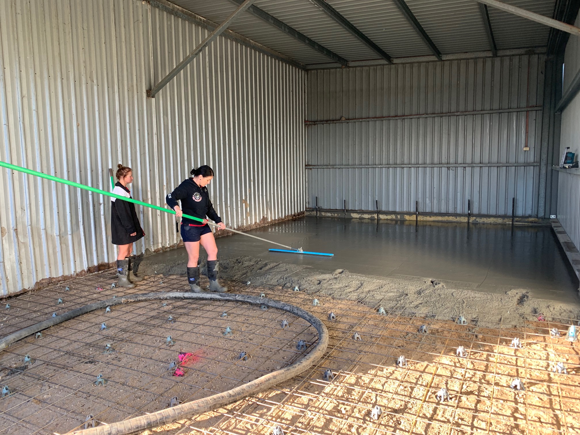 slab pour in existing shed