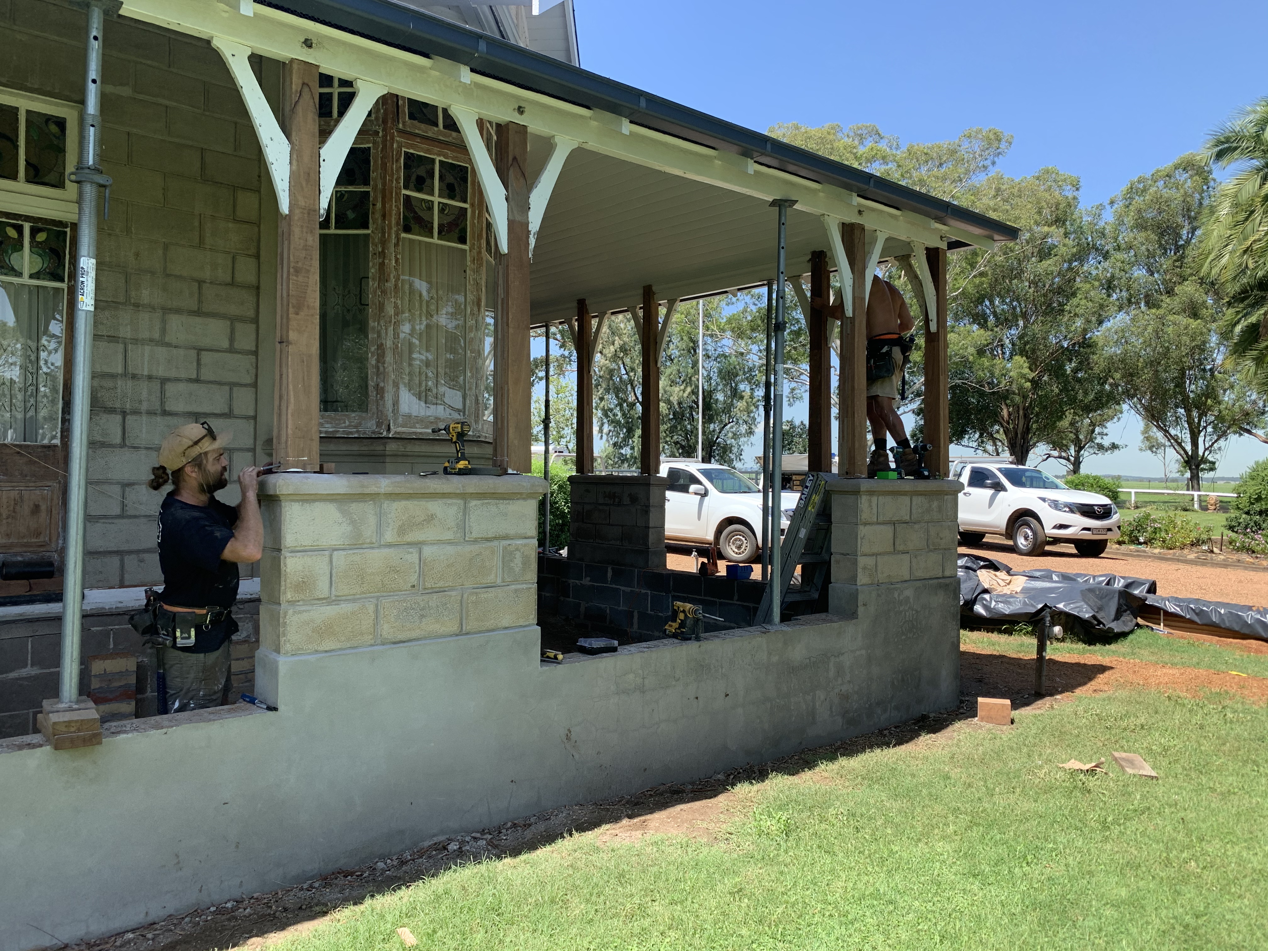 Restoration Of Stone Verandah Walls And Posts On An Old Homestead